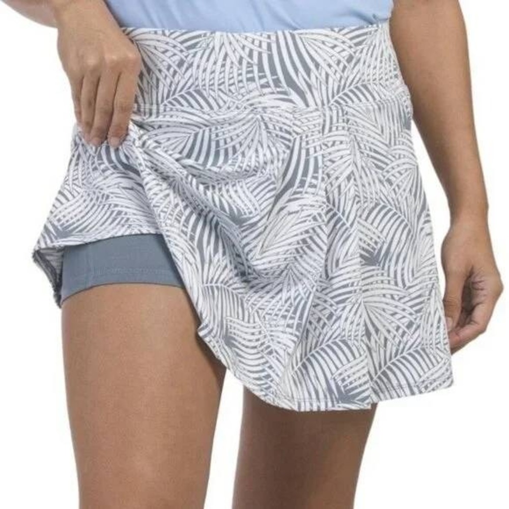 Tommy Bahama Women's Skort Gray/White Floral Pleated Back Zip Pocket Stretch L - Picture 3 of 9